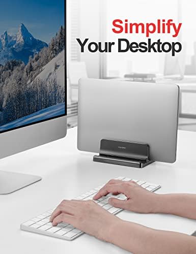 Вертикална поставка за лаптоп Vaydeer за плот, Пластмасов държач за лаптоп с два слота, компактен дизайн 4 в 1, Регулираща се поставка за лаптоп, поддържа MacBook, Chromebook, Surface