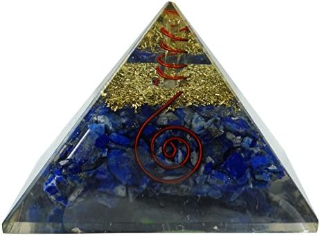 ГАРМОНИЗИРУЙТЕ Целебна Кристален Пирамида от Лазурит с Меден Символ на Чакрите, Генератор на Положителна Енергия -Защита от електромагнитни Смущения, Подаръци за Йога и Медитация за Него