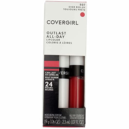 Двустепенен цвят за устни COVERGIRL Outlast All Day Ever Red Dy 507, опаковка по 0,13 унция от 2