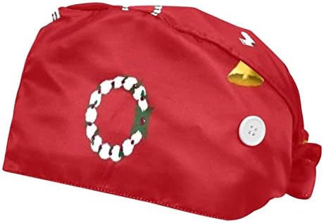 2 опаковки регулируема работна шапка с каишка копчета за медицински сестри, дамски шапка с кон опашка, мультяшные коледни елементи
