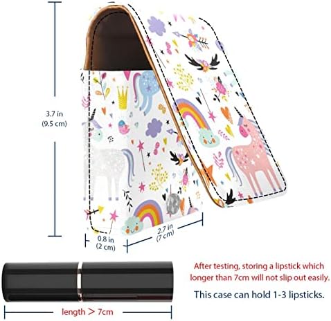 Прекрасна карикатура Еднорог грим червило притежателя калъф за външен мини червило калъф с огледало пътуване червило чанта