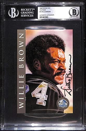 13 Уили Браун - 1998 Ron Mix HOF Платина Футболни картички Autos (Звезда), Футболни топки БГД с автограф