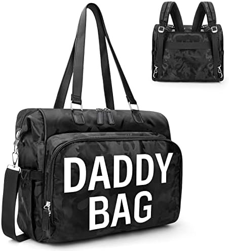 Чанта за майките Pripher за болницата с отпечатък от чанти за ТАТКО, Раница и чанта-тоут за памперси с 14 джобове за 2 деца, Големи Водоустойчив Болнични чанти за раждане
