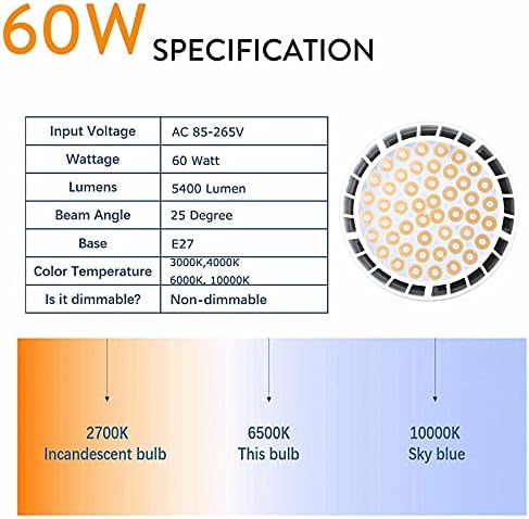 AGIPS Широко напрежение светлина led прожектор, Лампа Супер ярък 50 W 60 W PAR38 48 led S чипове Замени 500 W 600 W халогенна лампа 85-265 В студен топъл бял 110 В На 220 В домакинството лампи (Цвят: един цвят, размер: