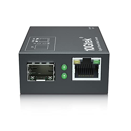 Медиаконвертер 10Gtek [Mini Size] Gigabit Ethernet, мулти-режим двоен оптичен преобразувател LC в Ethernet RJ-45 за 10/100/1000 Base-Tx в 1000Base-SX (с модул SFP MMF 850 нм), сертифициран UL, с дължина на вълната до