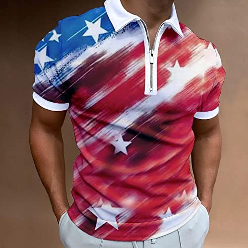 Мъжки Ризи Поло с Флага на САЩ, Патриотични Фланелки на 4 юли, Летен Ежедневни Ризи с Къс Ръкав, Реколта Спортни Топка за Голф