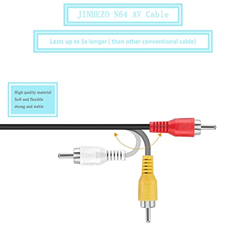 JINHEZO N64 AV Кабели - Стандартен аудио-видео кабел за Nintendo 64, Super Nintendo SNES, Gamecube, GC, SNS, аксесоари за Nintendo 64 1.8 M /6 метра, Черен 1 опаковка