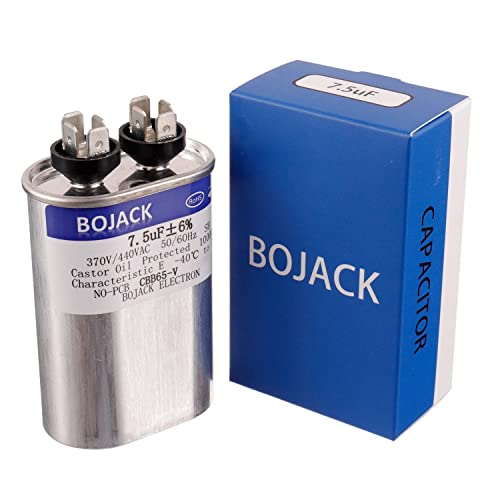 BOJACK 7,5 icf ±6% 7,5 MFD 370 В/440 В CBB65 Овалния Пусков кондензатор за стартиране на двигателя променлив ток или фен и на охлаждане или топлинна помпа Климатик