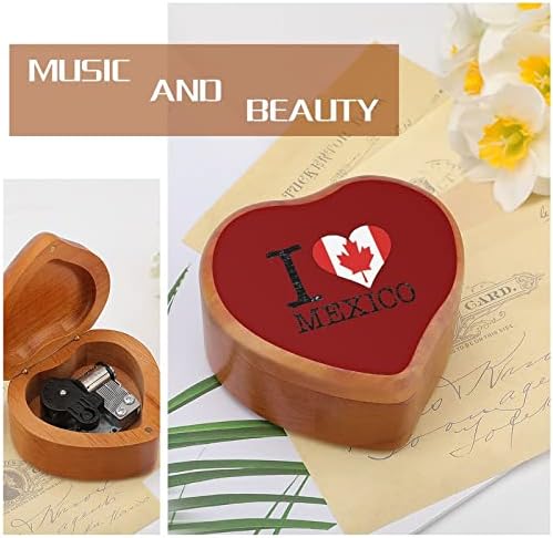 Аз Обичам Канада, Мексико Дървена Музикална Ковчег В формата на Сърце Завийте Музикална Ковчег древните Дървени Заводные Музикални Кутии за бижута, Подаръци
