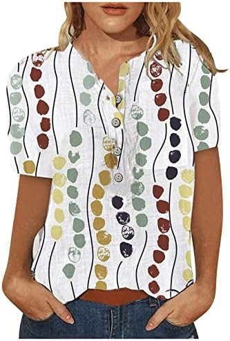 Дамски Памучен Риза с Кръгло Деколте и Плодов Графичен Модел на Копчета за Късна Закуска за Момичета Лято Есен QP QP