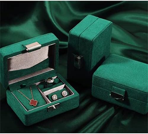 IRDFWH Квадратна Зелена Кутия За Съхранение на Бижута Многофункционално Джобно Женски Пръстен с Висулка, Обеци, Подарък Кутия за Опаковка Кутия