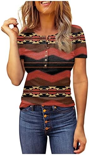 Ризи с Къс ръкав за Жени, който е Кръгъл Отвор, Ацтекские Тениски С Геометричен Модел, Блузи, Ежедневни Базови Върховете на Размера на Плюс, Пуловер