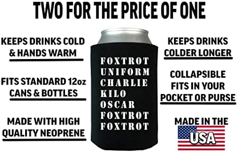 Най-забавната Шега на Военен Ветеран Фокстрот Със Сгъваем Бирена Кутия Охладител За Напитки Ръкави Подаръчен Комплект от 2 Опаковки