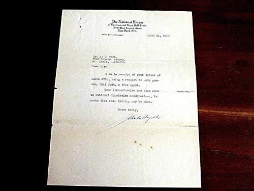 Джон А. Хейдлер Президент Nl Baseball Подписа Авто Винтажным Писмо Jsa Loa през март 1920 г. - Бейзболни Топки С Автографи