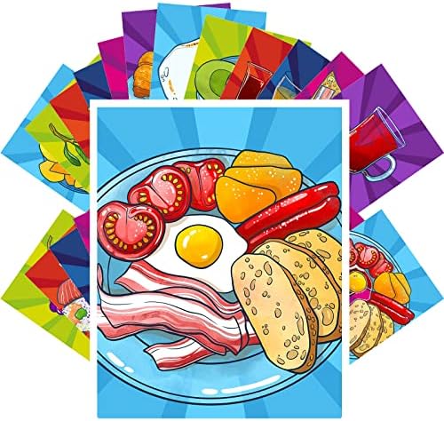Реколта картички PIXILUV (24 бр по 4 x6 всяка Градска храна Картички със здравословна храна Книгата илюстрации