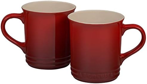 Набор от керамика Le Creuset of America от 2 чаши, 12 унции, черешово червено.