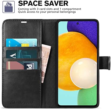 Чанта-портфейл TUCCH Galaxy A52 /A52s с [Противоударным вътрешен калъф от TPU], стойка за фолио [RFID lock], отделение за карти Магнитни Защитно покритие от изкуствена кожа, съвмест?