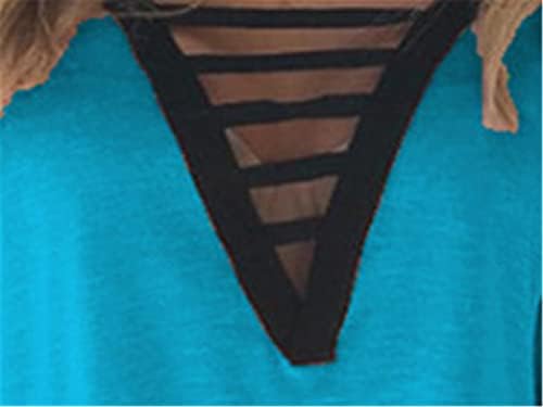 Andongnywell Дамски Ежедневни тениски С V-образно деколте и Къс ръкав, Блуза, Блузи, Лятна Многоцветни Блузи Оверсайз