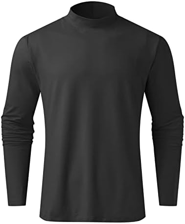 NQyIOS/ Мъжки Основни Блузи с дълъг ръкав, Имитация на Turtlenecks, Всекидневни Пуловер, Тениска, Приталенная Однотонная Базова Риза, Ризи