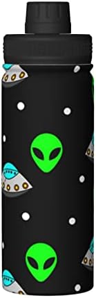 Бутилка за вода Alien-Ufo-Зелена Широка Колба С Вакуумна Изолация От Неръждаема Стомана с Обем 18 Унции С Херметически Капак-Чучур