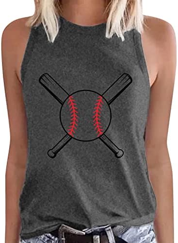 MIASHUI Модната марка, дамски лятна ежедневни бейзболна фланелка с принтом, жилетка без ръкави, с кръгло деколте, 3 тренировъчни върхове