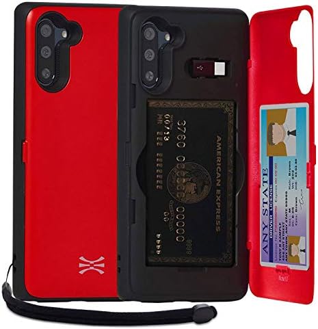 Калъф TORU CX PRO за Galaxy Note 10 с държач за карти | Тънък Защитен капак със Скрито отделение за кредитни карти, Портфейл, завъртащо се клон, Поставка за крака | В комплект Огледало, каишка, USB-адаптер - Лилаво