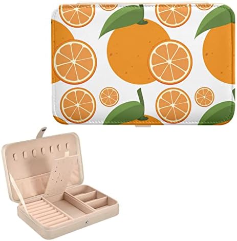innewgogo Портокали Плодове Малък Ковчег за Бижута, Изкуствена Кожа Бижутериен Органайзер Пътен Калъф за Колиета и Гривни
