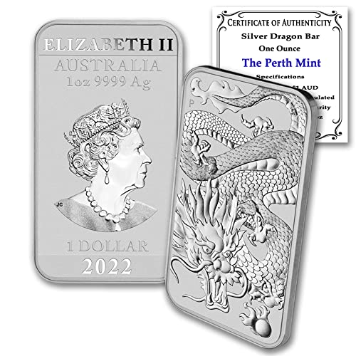 2022 P AU 1 унция Австралийски Сребърен Дракон Правоъгълен Блок Монета Лъскава Необращенная (BU) със сертификат за автентичност 1 долар Мента щата