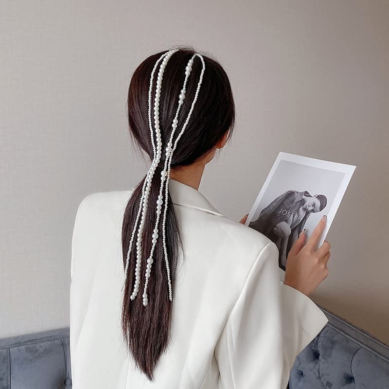 n/a Щипки за коса с имитация на Перлената на веригата за жени, Щипки за коса с Кичури, Ракита Превръзка на Главата, украса за коса във формата на Конска опашка, Аксесоари (Цвят: A, Размер: един размер)