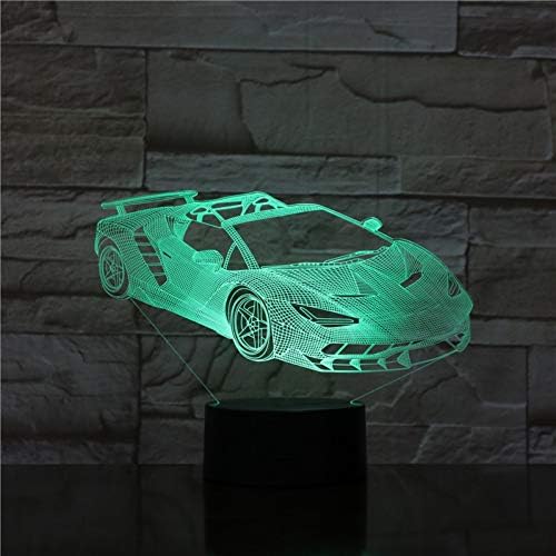 MMYYY 3D лека нощ Състезателни Спортен Автомобил Лампа Настроение нощна светлина Led Крушка Многоцветен Илюзия за Деца Момче Сензорен Прекъсвач Сеньор Батерия