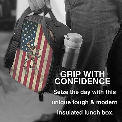 Елен Камуфляжный Американски Флаг Изолиран Обяд Бокс Чанта За Преносим Обяд Мъкна За Жени, Мъже И Деца