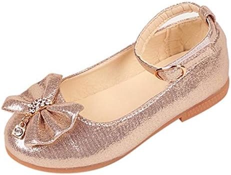 Детски обувки с цветя модел за момичета; Сватбени обувки на Мери Джейн за Шаферките; Ежедневни балет апартаменти без закопчалка на равна подметка за деца (Злато, 9 години)