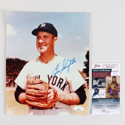 Айнос Слотер Подписа снимка 8 × 10 йорк Янкис – COA JSA - Снимки на MLB с автограф