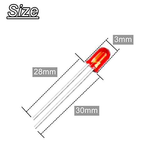 100шт 3 мм, Червени Мигащи разпръснати led диоди с оттеглянето 29 мм, 2-Пинов дизайн за постоянен ток 2, 1,5 Hz RGB (един-цветен светеща кръгла леща), Светоизлучающая лампа за прилагане на лампи