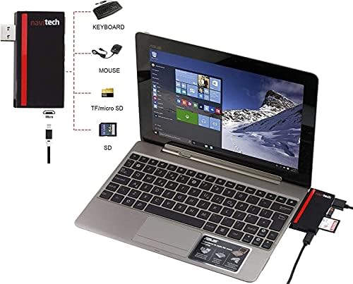 Navitech 2 в 1 Лаптоп /Таблет USB 3.0/2.0 на Адаптер-hub /Вход Micro USB устройство за четене на карти SD/Micro SD слот, Съвместим с лаптоп ASUS Chromebook C423NA 14