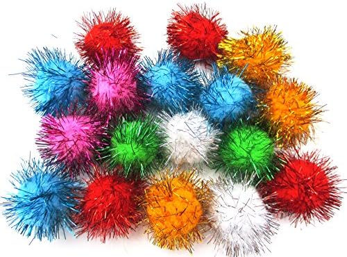 Всичко в едно на Нови Разноцветни Блестящи топки С pom-помераните, Любимата играчка на Котката (2 инча)