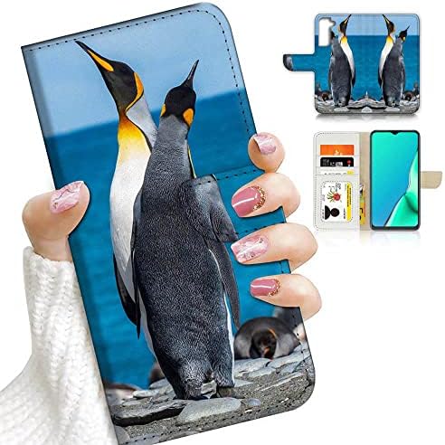 за Samsung S22 +, за Samsung Galaxy S22 Plus, дизайнерски калъф-портфейл с панти капак за телефон, A23148 Penguin Любовник