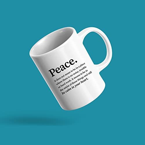 Panvola Peace Definition Дали е Спокоен В сърцето си, Вдъхновяващи Подарък Мотивационни Керамични Кафеена чаша (11 грама)