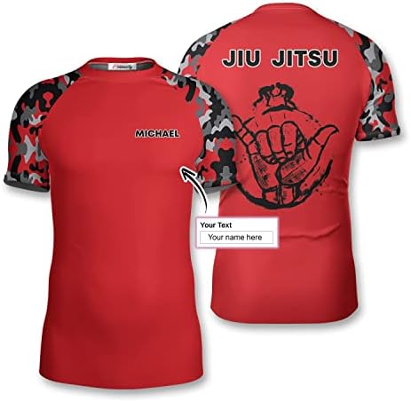 PRIMESTY BJJ Jiu Jitsu Обрив Guard - Изработена по поръчка Компресиране риза със защита от акне с къс ръкав за Но-Ки и MMA, Размер XS-3XL