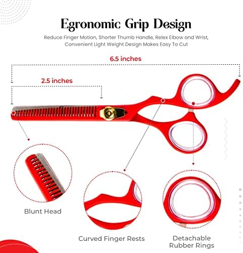 Професионални ножици за подстригване и филировки коса SURGEN - 6,5-инчов ножици с остър нож - Острие премиум-клас от неръждаема стомана за фризьорски услуги, подстригване на домашни любимци в салона или у дома (ножици
