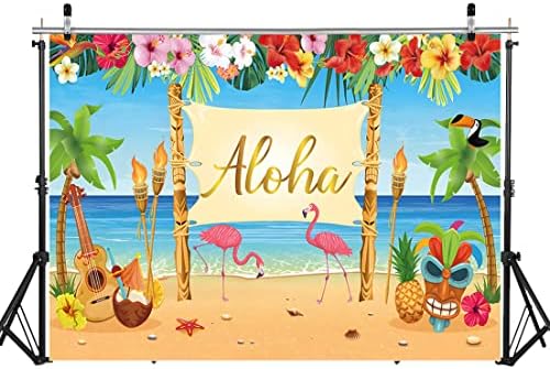 LYCGS 7X5ft Хавайски Фон за парти в стила на Алоха, Летен Плаж Luau, Фламинго, Палмова Цвете, Фотофон, Хавайски Тематичен Фон За парти, рожден Ден, Фон за Снимки, Банер за Душата на детето X-115