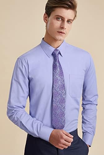 Мъжки Однотонная Риза с Дълъг ръкав, Комплект от Вратовръзка и Носового шал в тон, Класически и Официални Бизнес Ризи с копчета
