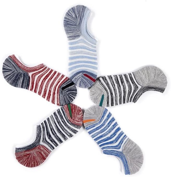 GFDFD 5 Двойки/лот, Мъжки чорапи Голям Размер, Пролетно-летни Памучни Шарени Силиконови чорапи, Меки дишащи Къси чорапи, мъжки (Цвят: A, Размер: One Size)