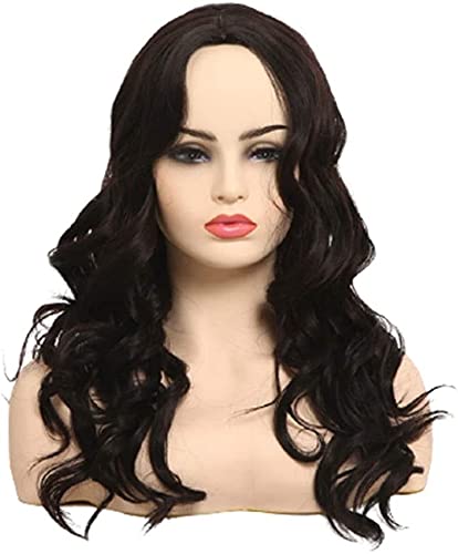 Well Wigs перука женски пухкави, с много вълна, дълга къдрава резултати при висока температура коприна коса, която симулира модерен перука, черен