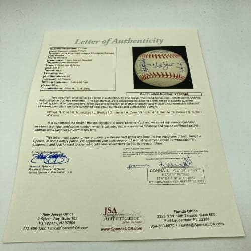 2014 Отборът на Канзас Сити Роялс AL Champs Подписа договор с JSA COA World Series Baseball - Бейзболни топки с автографи