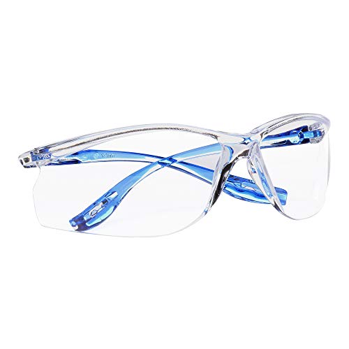 Защитни очила 3M, Virtua Sport CCS, 20 броя в опаковка, ANSI Z87, фарове за Мъгла, Против Надраскване, Прозрачни Лещи, Сини Рамки, Система за управление на Кабелни втулки ушни