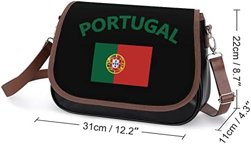 Кожена Чанта Среден размер с Флага на Португалия на Рамото, Модерни Ежедневни Чанти през Рамо с Каишка