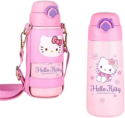 Ежедневните Изкушения Hello Kitty Изолирано Бутилка За Вода от Неръждаема Стомана с Чанта Розова 500 мл